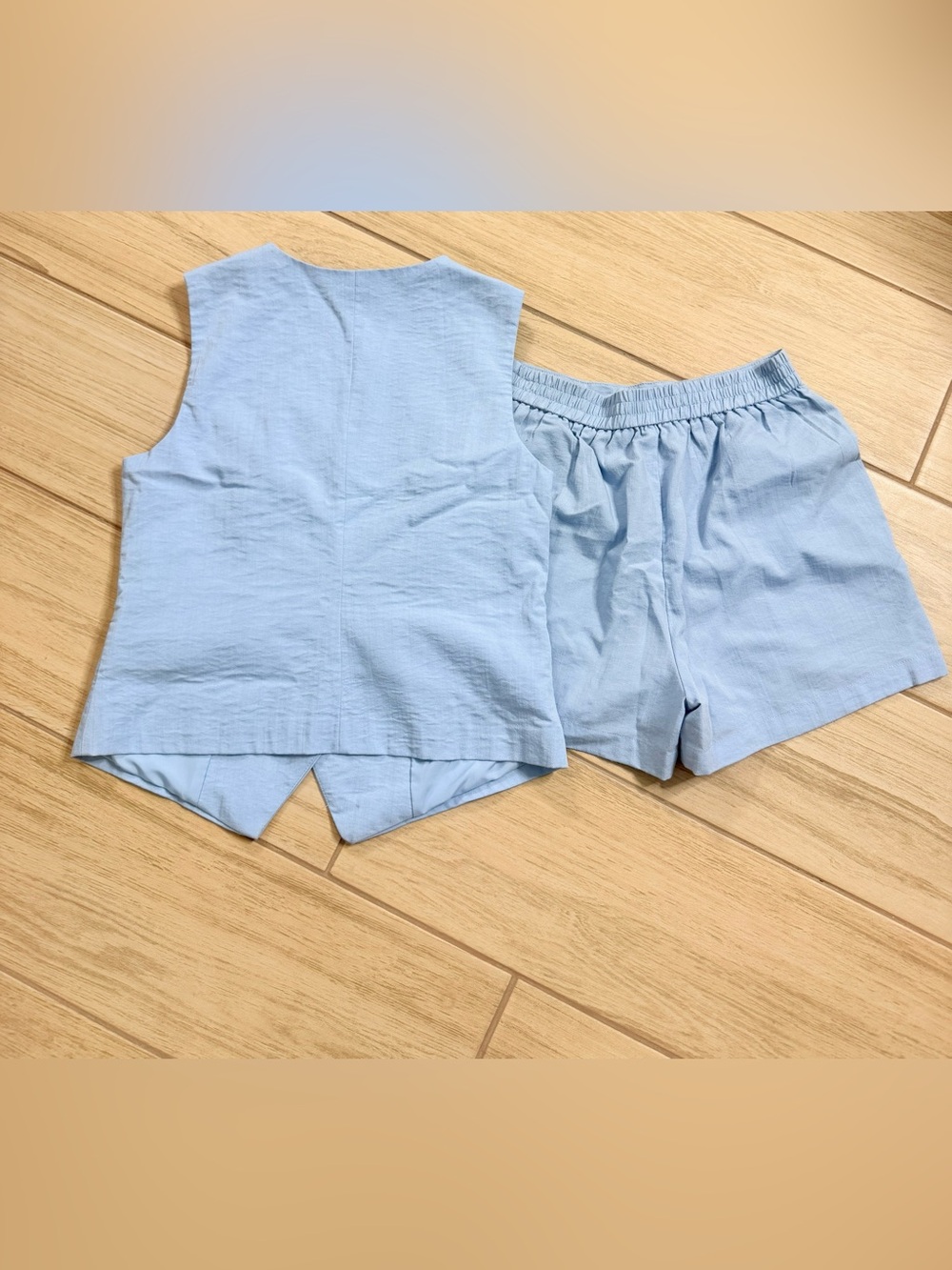 PRETTYGARDEN 2 Piece Set Vest Shorts Light Blue Blue Co Ord Suit Womens Size S - Picture 7 of 7